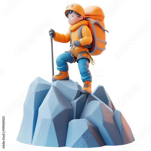 3D Render: Climber Conquering Summit,  Adventure Awaits! photo