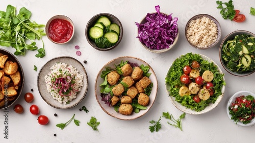 Wallpaper Mural Delicious Healthy Meal Prep Kitchen Table Food Photography Bright Environment Overhead View Balanced Diet for Meal Planning Torontodigital.ca