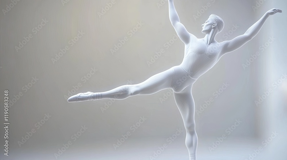 Obraz premium Graceful Ballet Dancer in Motion in Minimalist Studio Setting with Soft Lighting