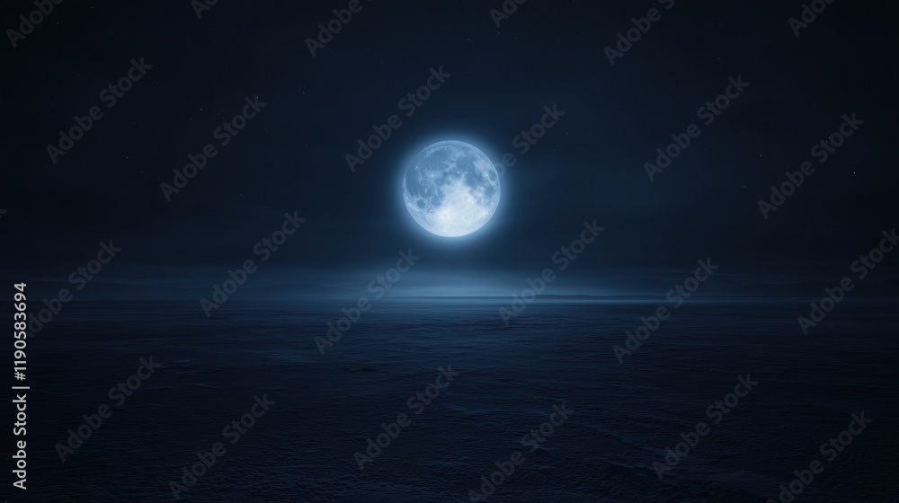 A large, bright moon is shining in the dark sky A large, bright moon is shining in the dark sky