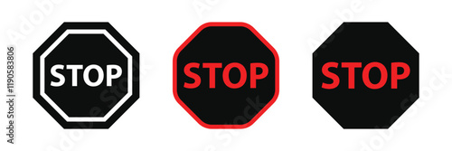 Stop red sign icon