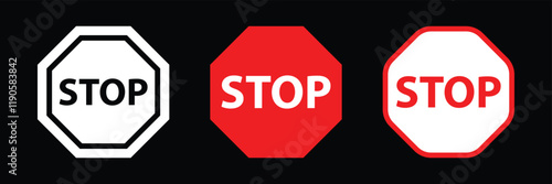 Stop red sign icon