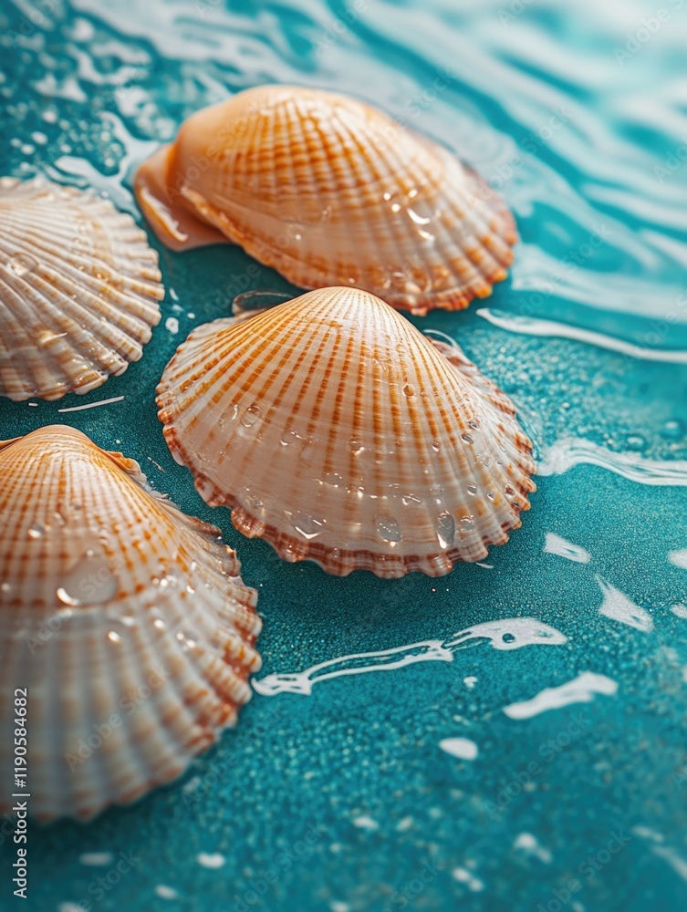 Shells on water surface Shells on water surface