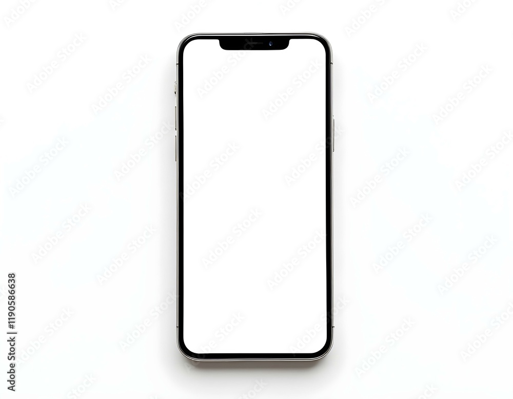 Blank Smartphone Screen Mockup on White Background Blank Smartphone Screen Mockup on White Background
