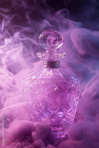 Pink Perfume Bottle with Smoke