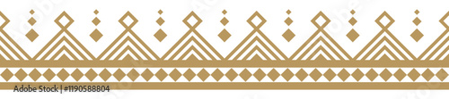 Gold ethnic border ornament. Geometric ethnic oriental seamless pattern. Stripe vector illustration. Native American Mexican African Indian tribal. Design border, textile, fabric, clothing, carpet.