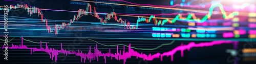 A dynamic stock performance display with vibrant graphics