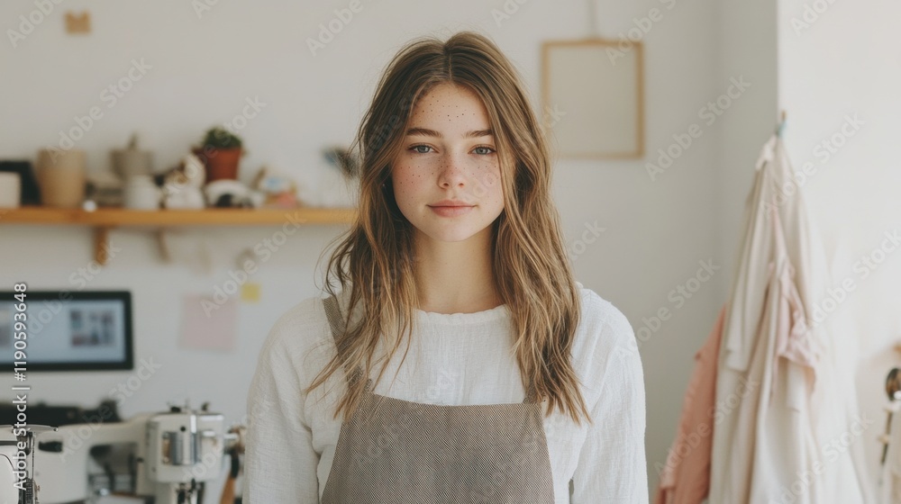 Fashion designer creates intricate dress patterns with AI technology in a modern studio setting Fashion designer creates intricate dress patterns with AI technology in a modern studio setting