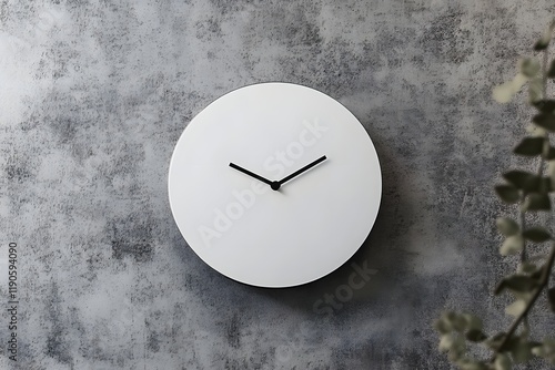 Wallpaper Mural Minimalist Wall Clock   Simple Round Face with Black Hands on Concrete Surface Torontodigital.ca