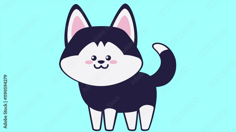 Cute little husky dog. Minimal modern seamless motion design. Abstract loop animation Cute little husky dog. Minimal modern seamless motion design. Abstract loop animation