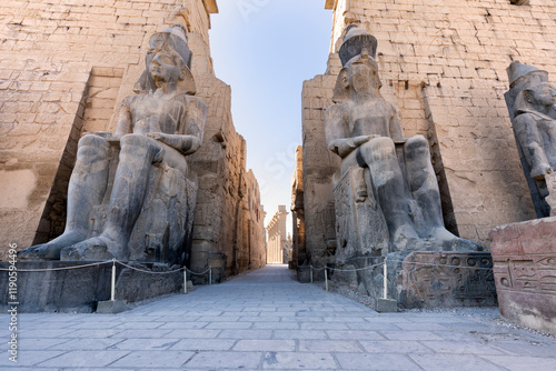 View of the Temple Colonnade of Amenhotep III from the Courtyard of Ramses II at Luxor Temple photo