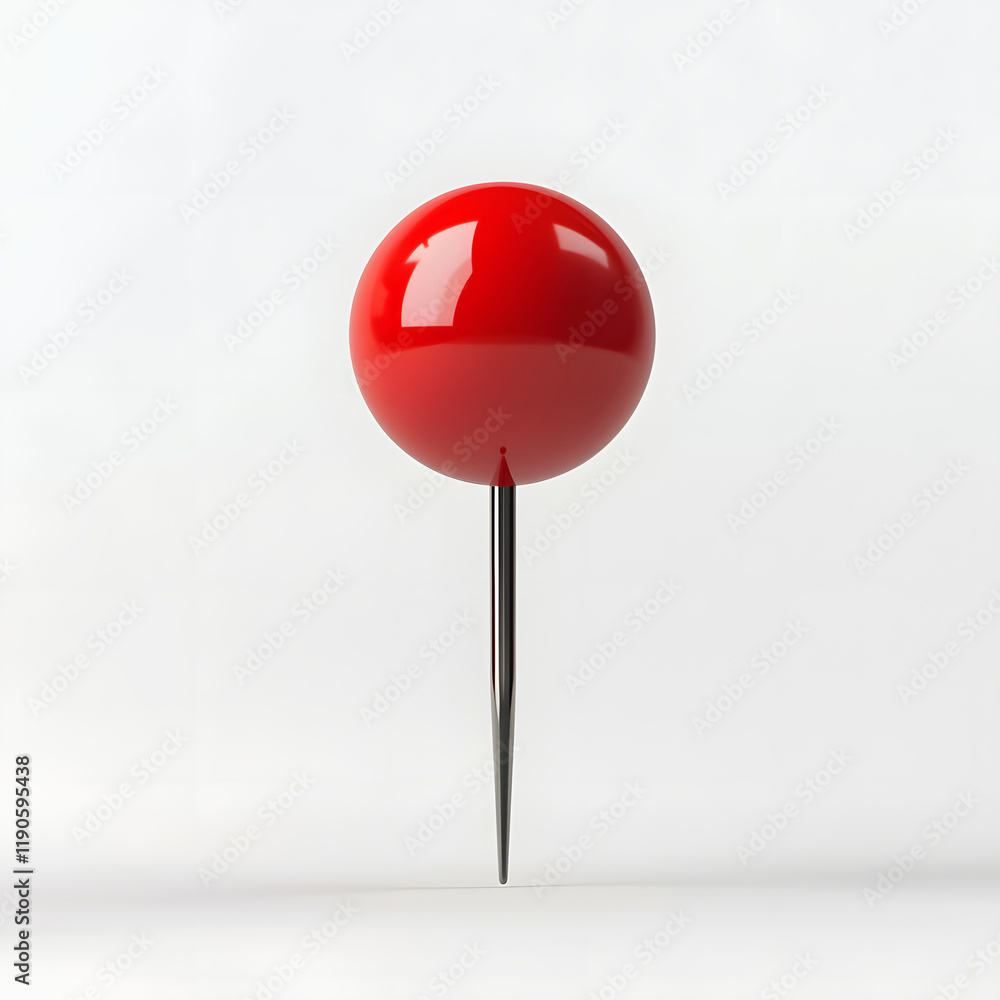 A Vibrant Red Pushpin Against a Crisp White Background A Vibrant Red Pushpin Against a Crisp White Background