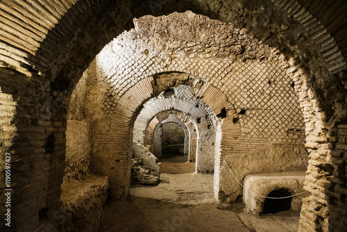 Napoli underground at the archaeological excavations of San Lorenzo Maggiore, Naples, Italy.