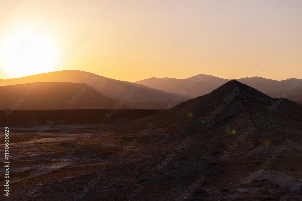 Beautiful yellow sunset in the mountains. Azerbaijan. Beautiful yellow sunset in the mountains. Azerbaijan.