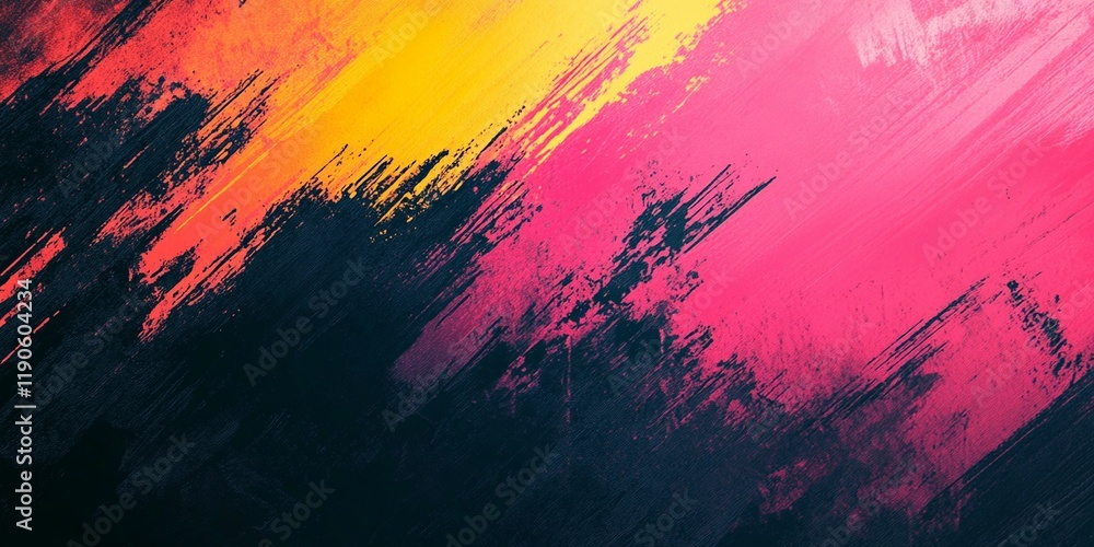 Electric pink and yellow grain texture on dark black, perfect for vibrant and abstract graphic art style book illustration Electric pink and yellow grain texture on dark black, perfect for vibrant and abstract graphic art style book illustration