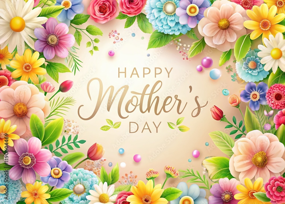 Happy Mother's Day Floral Frame Text Overlay Stock Photo Happy Mother's Day Floral Frame Text Overlay Stock Photo
