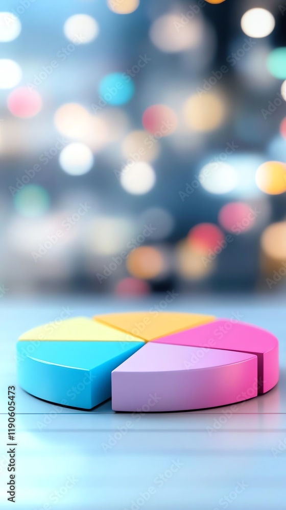 Fototapeta premium Colorful pie chart on a blurred background.