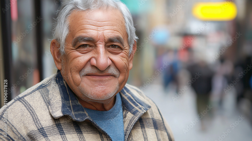 Mediterranean elderly man with friendly smile in urban setting. Ideal for active aging campaigns, retirement planning, or community programs. Mediterranean elderly man with friendly smile in urban setting. Ideal for active aging campaigns, retirement planning, or community programs.