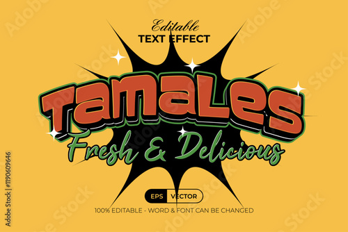 Tamales Text Effect Food Style. Editable Text Effect.