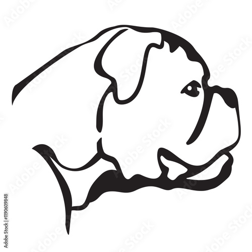Boxer Dog Head Side View Isolated Vector Line Art