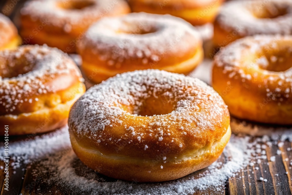 Homemade Donuts Macro Photography: Sweet Icing Sugar Sprinkle Detail Homemade Donuts Macro Photography: Sweet Icing Sugar Sprinkle Detail