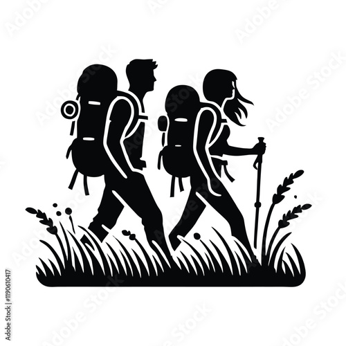 Backpacking Couple Silhouette