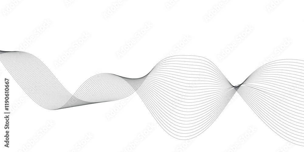 Fototapeta premium Gray and white Technology and business wave lines on transparent background. Frequency sound wave, twisted curve lines with blend effect 