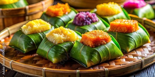 Indonesian Gemblong Dessert Portrait Photography: Sweet Sticky Rice Cake photo