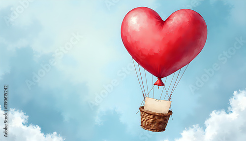 Wallpaper Mural Romantic heart balloon floating in dreamy sky with message space Torontodigital.ca