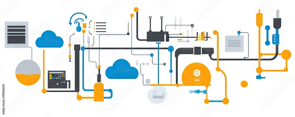 Abstract Illustration of a Complex Network System in a Digital Environment Abstract Illustration of a Complex Network System in a Digital Environment