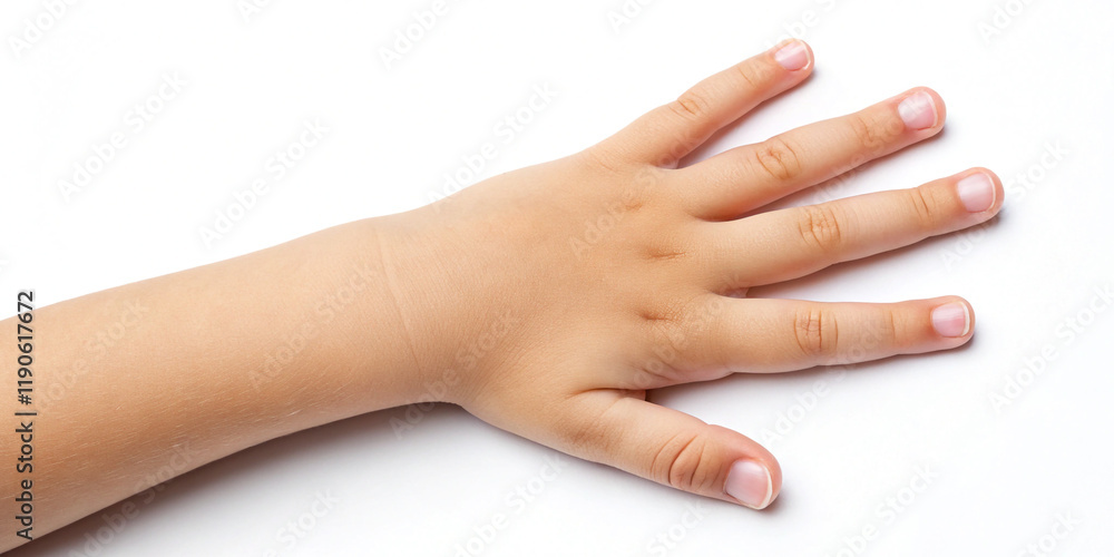 A Hand of a Child Isolated on a White Background, Capturing the Essence of Youth and Wonder A Hand of a Child Isolated on a White Background, Capturing the Essence of Youth and Wonder