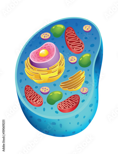 Animal cell anatomy infographics with detailed educative diagram and labelled elements realistic vector illustration