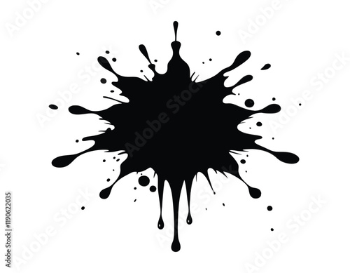 black ink splatter isolated on white background, perfect for artistic designs, abstract backgrounds, or creative projects needing a bold and dynamic element.