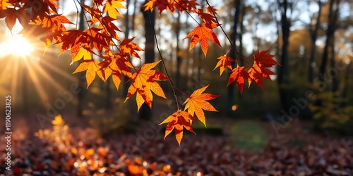 Beautiful autumn landscape with. Colorful foliage in the park. Beautiful autumn landscape with yellow trees and sun. Colorful foliage in the park. Falling leaves natural background