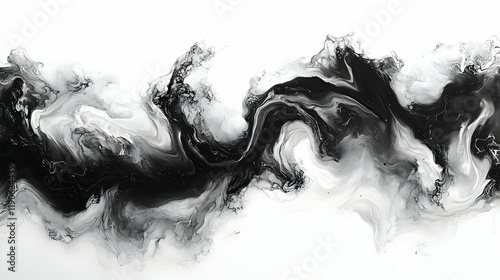 Abstract Black and White Ink Fluid Art Swirl Texture Background