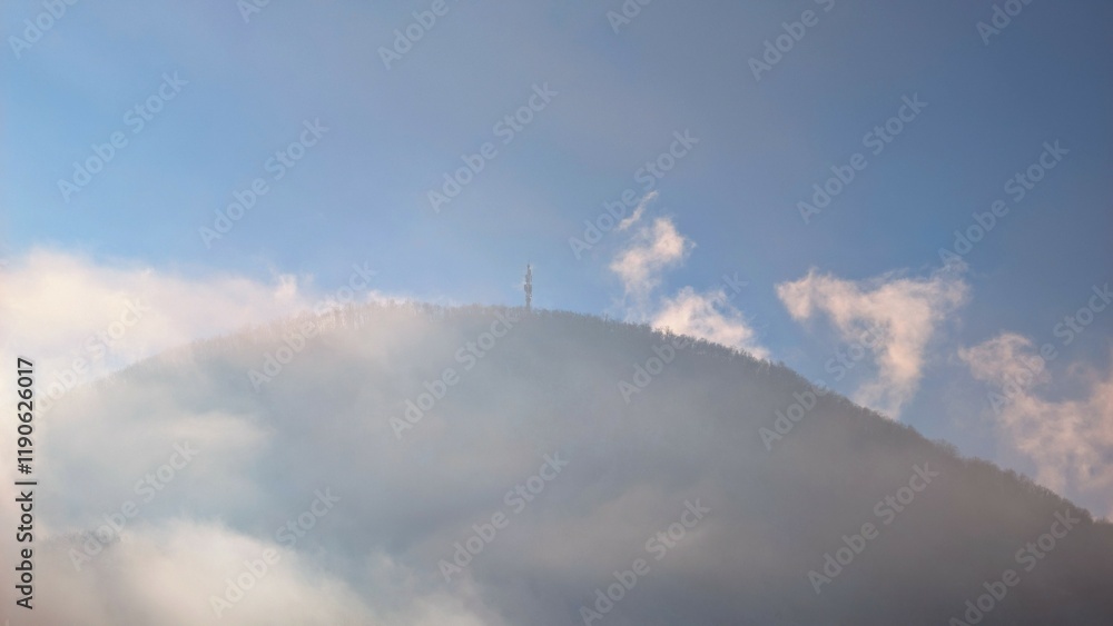 mountain in the sky, Brezovica vrh landscape in Croatia, Hrvatsko zagorje, nature background