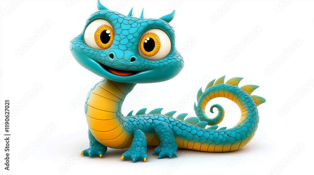 Fototapeta premium green dragon cartoon