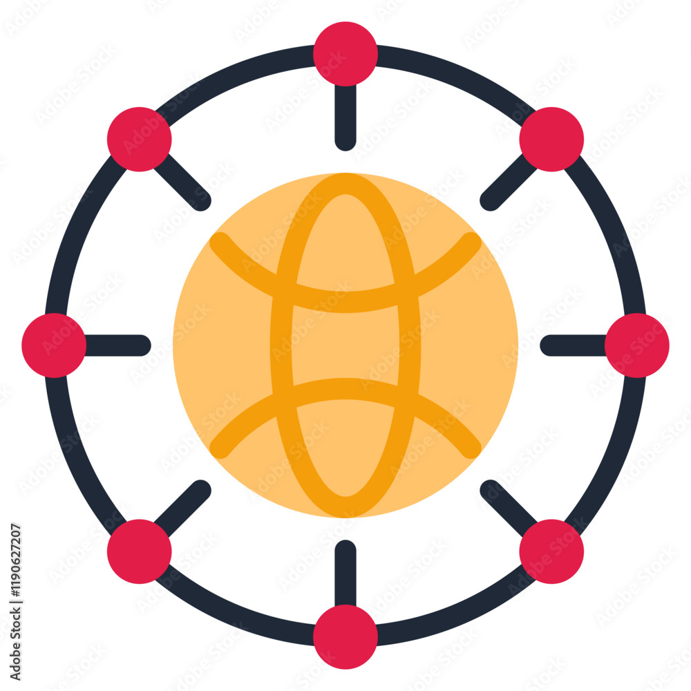Global Network Diagram with Connected Nodes Global Network Diagram with Connected Nodes