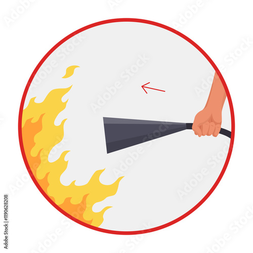 Fire extinguisher instruction. Fire prevention and extinguishing tips. Safety Information, poster or banner for website. Cartoon flat vector illustrations isolated on blue background