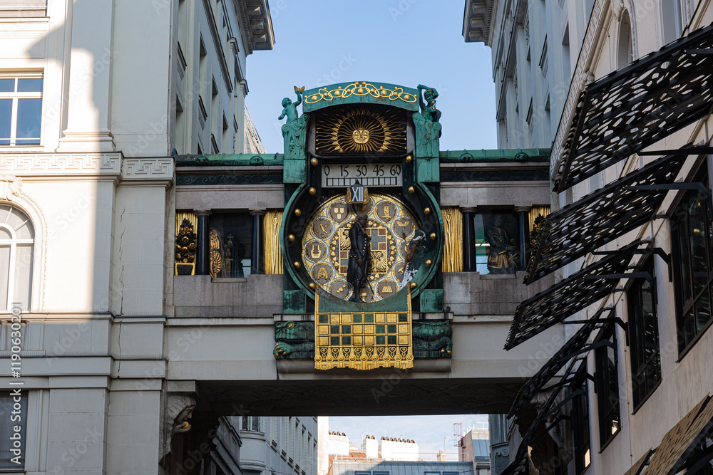 Famous clock in the city of Vienna