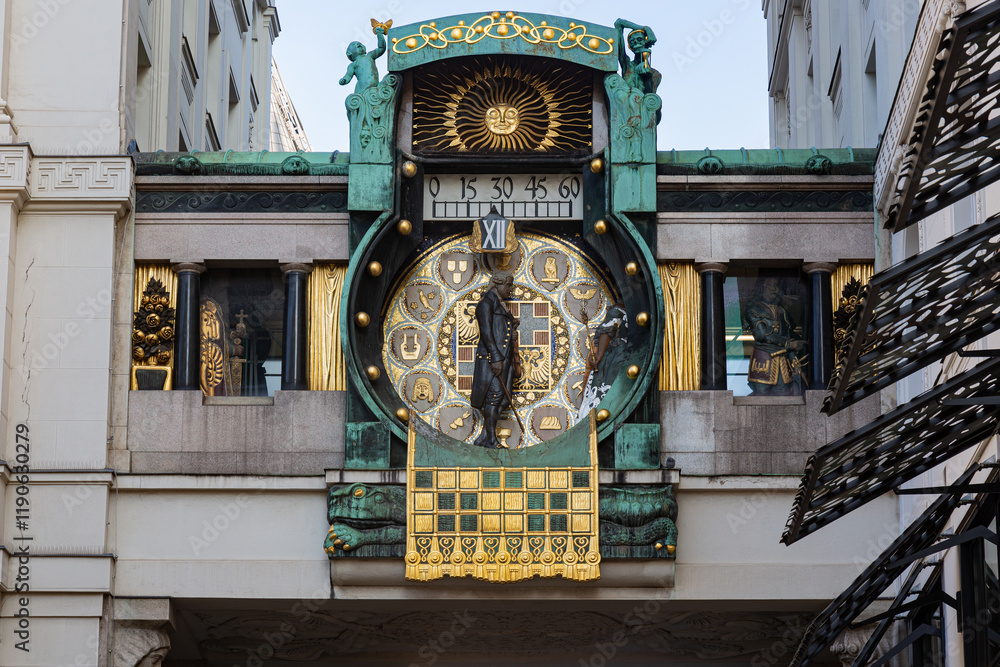 Famous clock in the city of Vienna