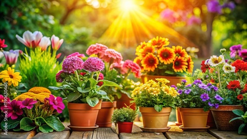 Wallpaper Mural Lush Green Garden Plants, Blooming Flowers, and Vibrant Foliage in Sunny Outdoor Setting Torontodigital.ca