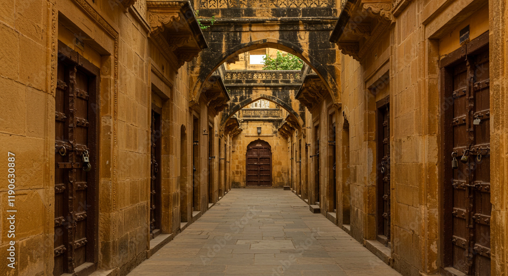 Obraz premium Historic British-Era Indian Street with Colonial Charm