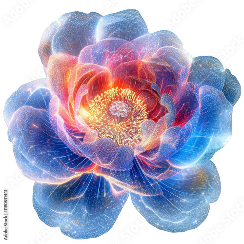 Stunning digital flower bloom abstract art colorful design vibrant environment close-up view creative concept