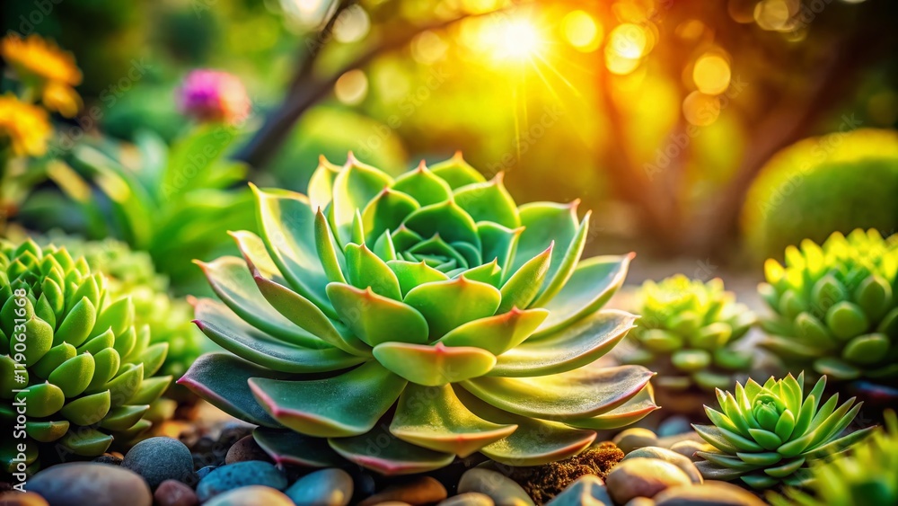 Lush Green Succulent Thriving in Serene Garden - High-Resolution Stock Photo Lush Green Succulent Thriving in Serene Garden - High-Resolution Stock Photo