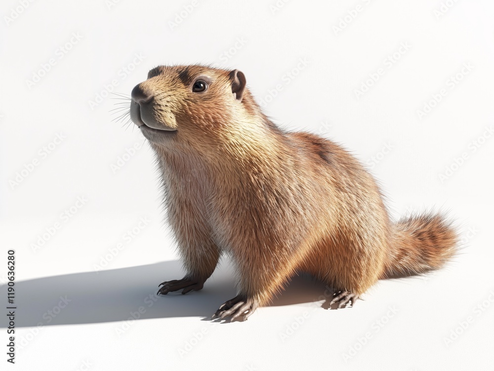 Fototapeta premium Groundhog casting a distinct shadow on a smooth surface in natural light during daylight hours