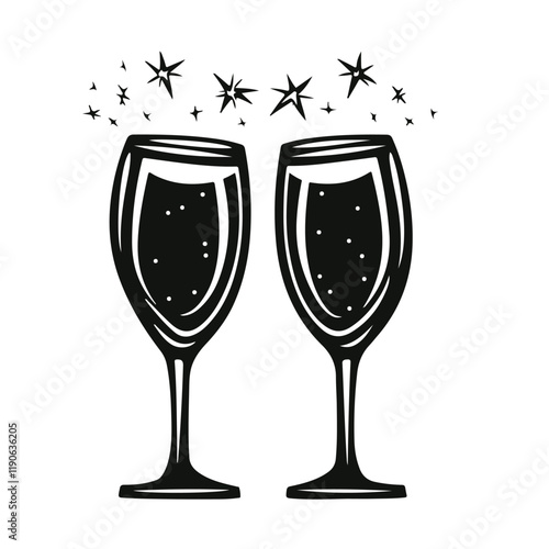 champagne Glasses simple graphic logo icon