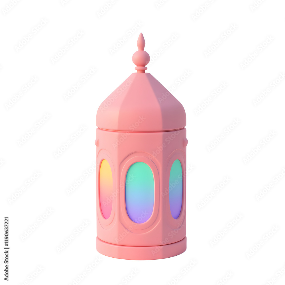 Pastel Pink Ramadan Lantern A Dreamy 3D Render Pastel Pink Ramadan Lantern A Dreamy 3D Render
