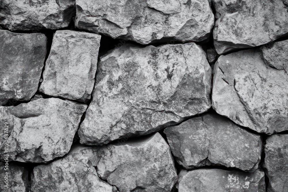 Monochromatic stone wall texture of varying size and irregular shapes Monochromatic stone wall texture of varying size and irregular shapes
