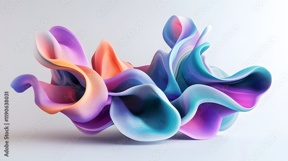 Obraz premium Abstract Colorful Swirling Waves Digital Art